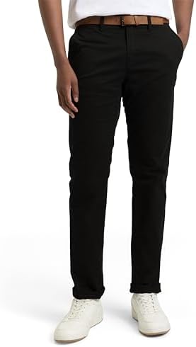 TOM TAILOR Denim Herren Slim Fit Chino Hose mit Gürtel