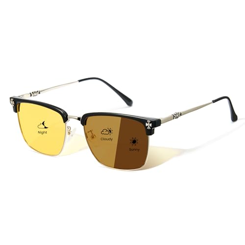 Image of Cyxus Retro Blue Light Glasses Men - Square TR90 Metal Blowline Frame Stylish Trendy for Computer Daily Work 8252