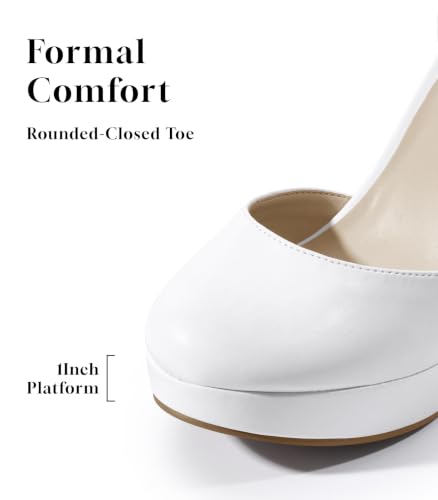 Image of Ankis Platform Closed Toe Heels for Women, Round Toe High Chunky Pumps
