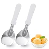 2 pcs Ice Cream Spade,Stainless Steel Ice Cream Scoop Spade with Plastic Handle,Heavy Duty & Durable Bend Proof Ice Cream Scooper Butter Cutter (White)