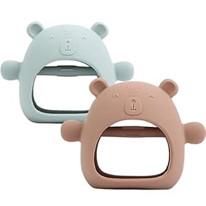 PandaEar 2 Stücke Baby Beißring, Baby Spielzeug ab 3 Monate, Zahnungshilfe Baby Beißspielzeug Beisringset Kühlend, Baby Teething Toy, Silikon Spielzeug Beißhandschuhe Baby, BPA frei