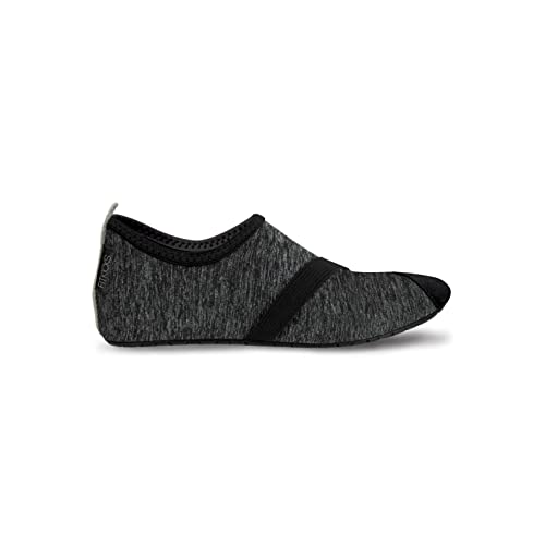 FITKICKS Original Women's Foldable Active Lifestyle Minimalist Footwear Barefoot Yoga Sporty Water Shoes, Heathered Black/Black, Small