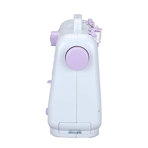 Sewing Machine, 12 Built-in Stitches, Automatic Needle Threader Portable Household Sewing Kit, Two-Thread Lockstitch with High & Low Adjustable Speeds, White, FHSM-505
