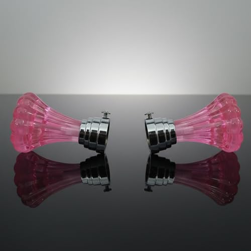 Image of Atlantic Curtain Rod Finials Set of 2 - Flower Style Decorative Textured Resin Finials for Standard Drapery Rods, Rose Pink