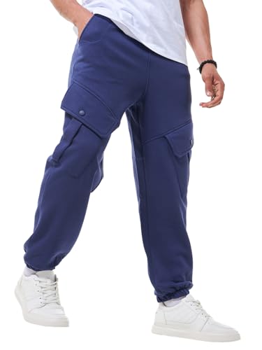 Image of Bewakoof Men's Fleece Super Loose Fit Joggers|Bewakoof Heavy Duty 1.0 | Track pants for man | Lower for man | Trouser for men | Baggy trackpants for men | Multipurpose | Mens Lower Activewear | Utility Pockets | Lightweight & Flexible Elastic Waist | Casual Joggers | Loose Fit