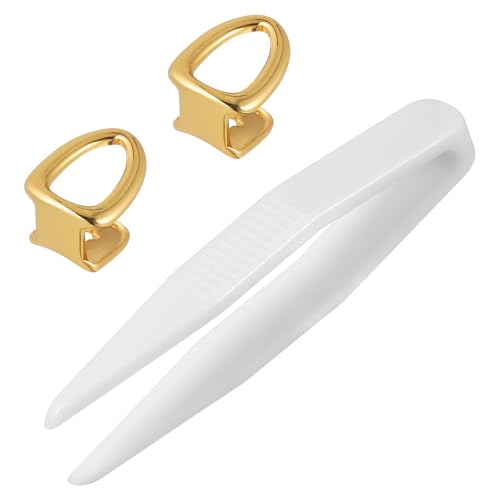 Garneck 2pcs Gold Grills for Teeth Copper Metal Single Tooth Caps Decorative Jewelry Tooth Braces Jewelry Hip-hop Supplies