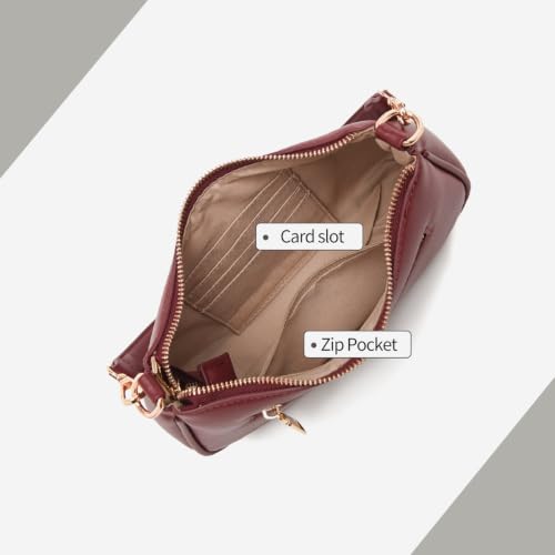 Image of Small Shoulder Bag for Women Mini Purse Retro Vegan Leather Hobo Purses Clutch Tote HandBags with Zipper Closure
