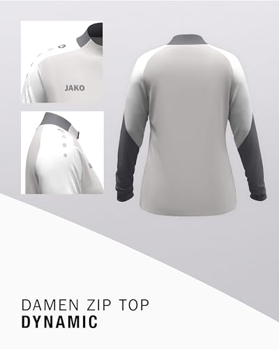 JAKO Damen Ziptop Dynamic, hellgrau/weiß/grau, L – Ansicht 4