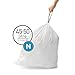 simplehuman Code N 60 Count, Dispenser Pack Custom Fit Liners, Drawstring Trash Bags, 45-50 Liter / 11.9-13.2 Gallon, White