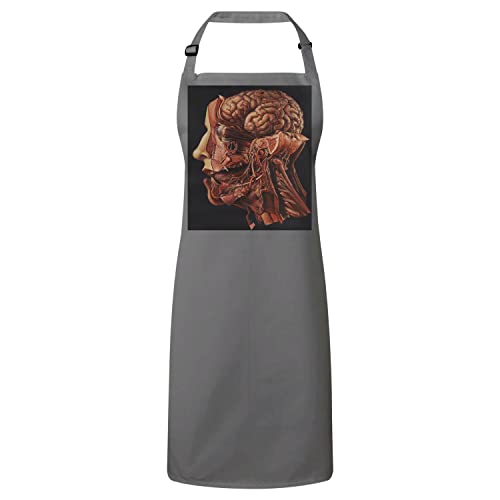 Tablier cuisine premium gris lavable pour passionnés d'anatomie
