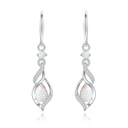 FANCIME Gift for Women October Birthstone Dangle Earrings for Her Teardrop Opal Earrings S925 Sterling Silver infinity Love Birthday Gifts for Mom Women