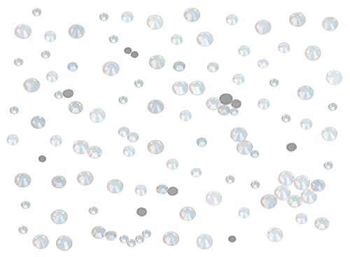 Image of 7200 Pieces Nail Rhinestones, Non-Magnetic Round Glue, Flat Crystal Crystals, for Jewelry Making with a Pen of Your Choice (6 Sizes, 7200 Pieces, White Opal)