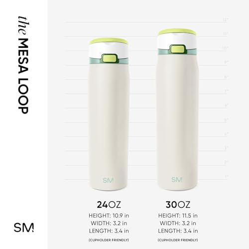 Image of Simple Modern Water Bottle with Straw & Handle | 30oz | Cream | Mesa Loop Insulated Water Bottle for School, Sports, Travel | Leak Proof, Stainless Steel | Coconut
