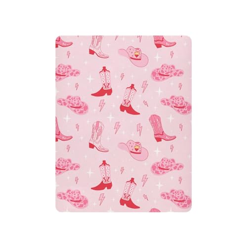 Image of Pink Western Cowgirl Boots Crib Sheets Soft Breathable Fitted Baby Crib Sheets Mattress Cover for Girl Boys, 52 inch x 28 inch x 9 inch