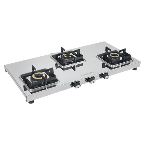 Image of Everflame Prime Gas Stove| 3 Burner Stainless Steel Stove | Manual Ignition | LPG Stove | Gas-Saver | (1.2MM)-Thick SS Body | Brass Burner | ISI Certified | 2 Years Product Warranty + Doorstep Service