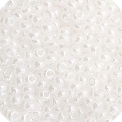 Czech Glass Seed Beads 11/0 (2.1mm Diameter) Opaque White Dyed Pearl DIY Jewelry Making Beadss - 250g Bulk Bag by Preciosa (Jablonex)