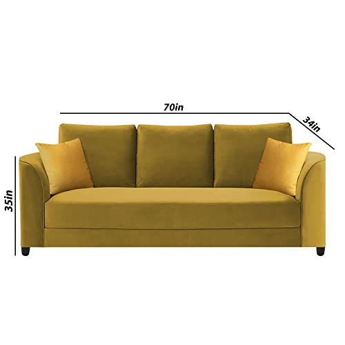 Image of Francis 3 Seater Sofa Set for Living Room (Yellow Fabric)