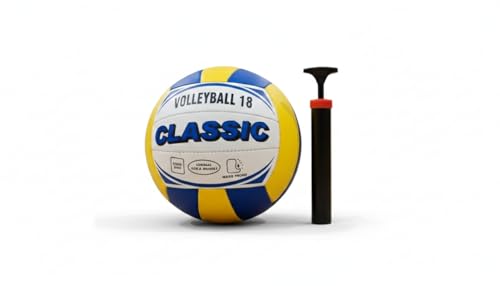 Image of Playzoo Volleyball, Match Ball, 12 Panels, Genuine Leather Pasted, Butyl Threadwounded Bladder, As Per VFI Standard, to Play on All Indoor & Outdoor Surfaces (Size - 4) (Design1)