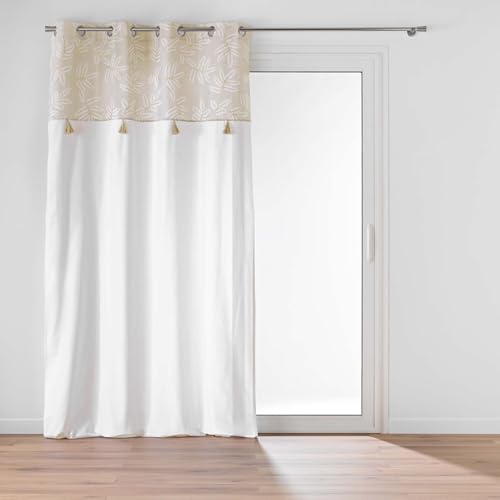 Douceur d'Intérieur, Rideau à Oeillets (140 x 240 cm) Altea Naturel, Coton & Polyester et Top Métallisé
