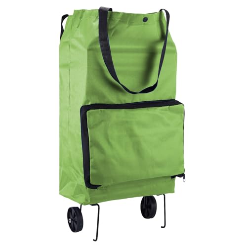 Foldable Shopping Trolley,Portable Shopping Bag with Wheels,Collapsible Trolley Bags,Oxford Cloth Reusable Shopping Bag Portable Hand-Pulling Grocery Bags Large Capacity for Supermarket Camping