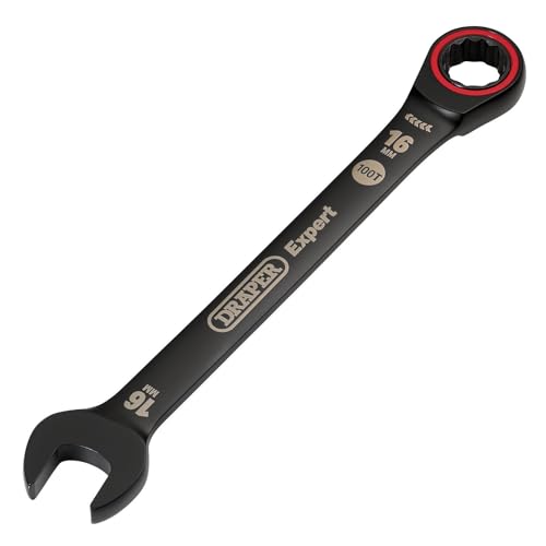 Draper 03889 Expert HI-TORQ Metric Ratchet Combination Spanner, 16mm, Black