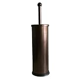 HUJI Rust Resistant Bronze Toilet Brush Holder with Lid Perfect Bathroom Bowl Cleaning Set Gift for...