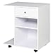 Vinsetto Armario para Impresora de Oficina Carro Multifuncional con Ruedas 2 Compartimentos Cajón y Soporte para CPU Estante Ajustable para Estudio 60x40x68,5 cm Blanco Veteado de Madera