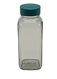 Vestil BTL-SW-G-4-CS Wide-Mouth Square Glass Bottle with Green Cap, 4 oz Capacity, Clear (Pack of 6)