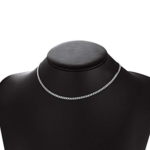 Prosteel 925 Sterling Silver Chain Choker For Women Cuban Link Chains Necklace Dainty 14 Inch Teen Girls Womens Layered Necklaces Chocker #TOP2