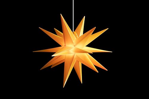 Preisvergleich Produktbild Sterntaler Dekostern / Weihnachtsstern Kunststoff / 18-Zacker Faltstern / Gelb / 55cm / Innen und Außen / LED / Netzstecker