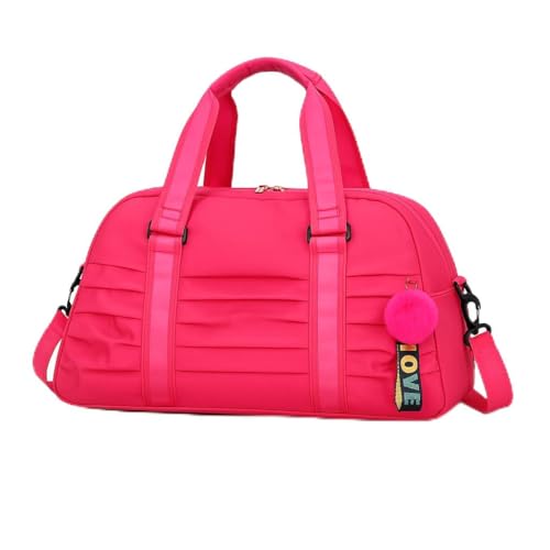 Bolsa Mala Esportiva Academia Viagem Fitness Feminina Masculina Grande Capacidade Impermeável com Alça Transversal Ombro Treino Casual (Rosa Pink)