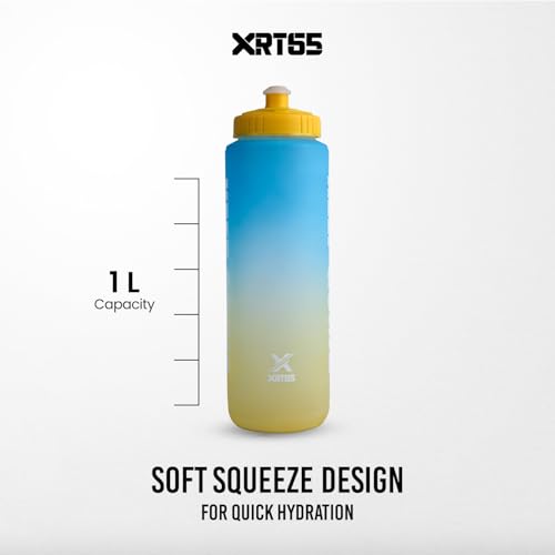 Image of XRT65 Polypropylene Plastic Squeeze Sipper Bottle for Sports - 1 Liter | BPA-Free | Running Bottle for Running, Cycling, Training, Exercise, & Fitness | Light Weight, Extra Grip, Multicolor