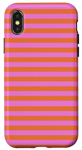 Orange and Pink Stripes Geometric Horizontal Lines Pattern X}zP[X iPhone X/XS p