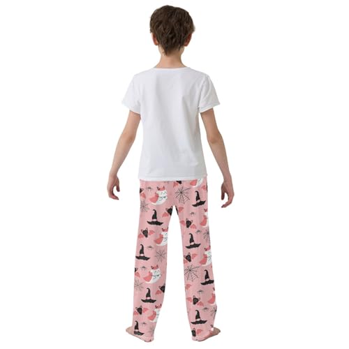 Evil Cat Bat Boys Long Pants Soft Trousers Elastic Waist Kids Lounge Bottoms with Pockets S-XL3
