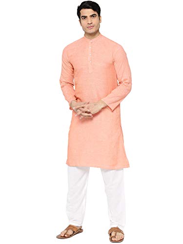 Image of Vastraa Fusion Men's Printed Kurta Pure Cotton Long Kurta, Round Collar, Full Sleeves, Button Kurta, Ethnic Wear