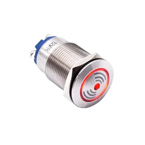 Interruptor zumbador 19mm alarma roja advertencia destello indicador AC DC