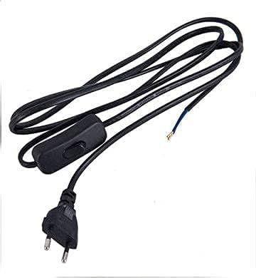VRCT 2-Pin Plug-in Light Fitting Long Wire with Switch On/Off Button Cable/Cord for Table Lamps & Home Decor 2 Meter Long Power Cable for Multipurpose Uses