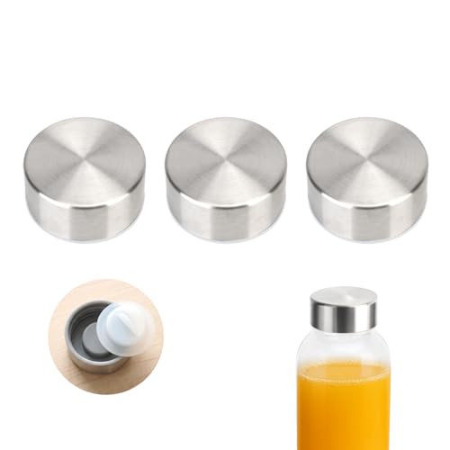 Image of Replacement Stainless Steel Lids for Zukro Glass Water Bottle, 3 Pack