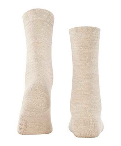 Falke Women's Softmerino Socks, Merino Wool Cotton, Crew Length, Classic Thin Trouser Socks, Trendy Work Clothing, Beige (Linn Melange 4549), 9.5-10.5, 1 Pair #TOP1