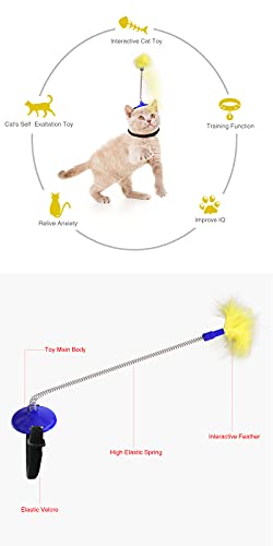 Cat Wand Toy - Hung Head/Shoe Interactive Cat Feather Toys (Blue) #TOP1