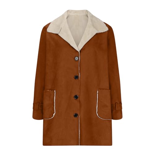 Manteau polaire boutonné pour femme contre le froid avec vestes doublées en daim chaudes