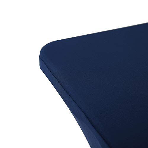 Image of Peomeise 8FT Spandex Table Cover Rectangular Stretch Spandex Tablecloth (Navy,8FT)