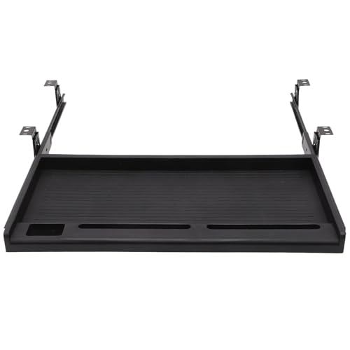 Abaodam Desk Keyboard Tray Slide-Out Drawer with Clamp Mount, Black K1 Tray with Smooth Sliding Rails for Office Desk Organization and Computer Storage