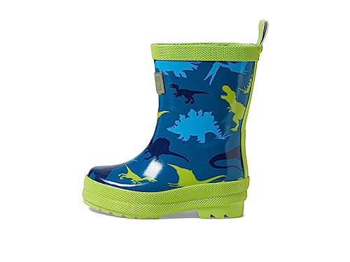 Hatley Boy's Real Dinos Shiny Rain Boots (Toddler/Little Kid/Big Kid) Blue 2 Little Kid M4