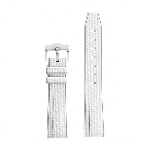 KGFCE Para Omega Moonswatch para Seamaster 300 interfaz curva hombres mujeres calidad reemplazar correa de reloj 20mm(White silver)