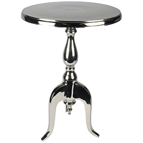 Middle-England 38cm Round Table Aluminium Nickel Plated Wine Lamp Side Occasional Bistro Table Cover