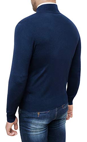Pull Cardigan Homme Evoga Bleu Foncé avec Col Demi-Fermeture Éclair - 2