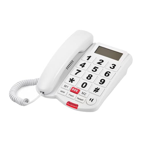 Corded Phone With Caller ID, Big Button Phone For Visually Impaired Seniors, Telephone Landline Phones - Adjustable Ringer, Speakerphone, And Handset Volume, Wall & Desk Land Line Phone For Home House