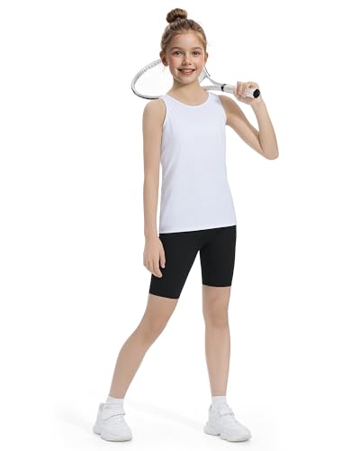 Auranso Girls Tank Tops Athletic Sleeveless Racerback Quick Dry Dance Shirts 3 Pack3