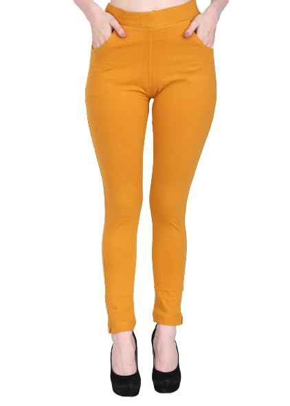 Women Mustard Regular Solid Ankle Lenght